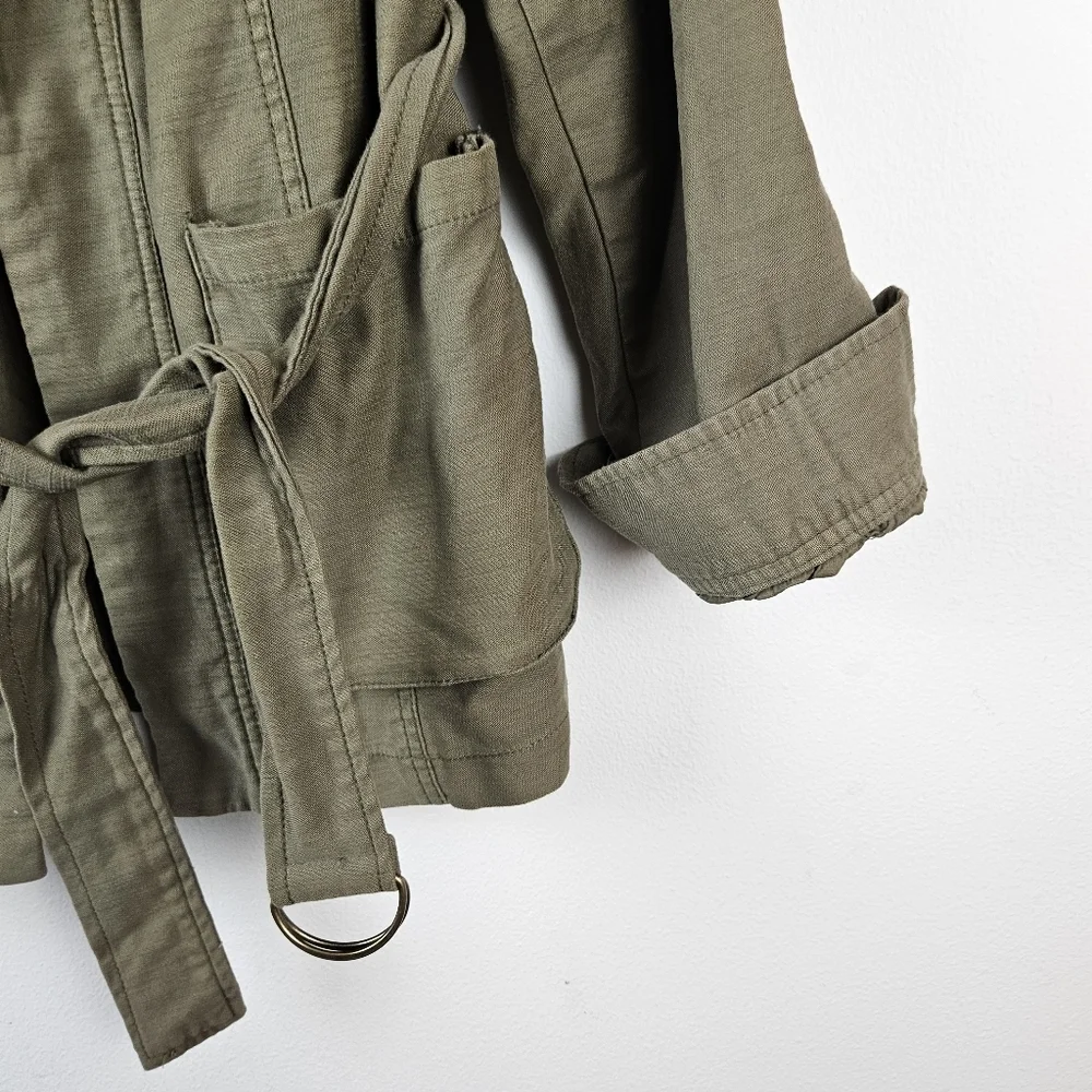 Free People Jacket Size XS Womens Army Olive Green In Our Nature Cargo Belted